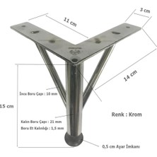 Eym 4 Adet Firkete Ayak Metal 15 cm Krom Mobilya Koltuk Ayağı