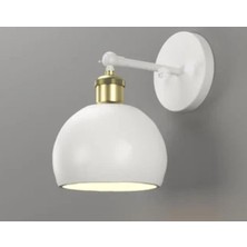 Riolight  Retro,rustik,vintage Mafsallı Beyaz Hareketli Başlık Tekli Metal Duvar Aplik Glop ÇAPI:15CM