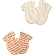 Renkli Puset 2'li Kadife Bebek Eldiven Takım Çizgili