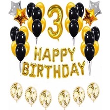 Çıtı Pıtı Store Altın ve Siyah 1. Doğum Günü Partisi Süslemeleri Seti