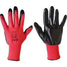 Demir Safety İş Eldiveni Zebra Kırmızı Siyah No:10 Xl 1 Çift
