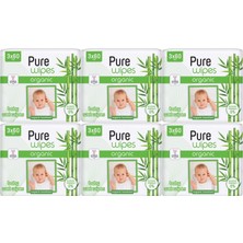 Pure Baby Wipes Islak Havlu Mendil 60 Yaprak Organic Bambu (18 Li Set) 1080 Yaprak (6pk*3)