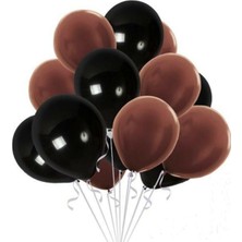 Hknys Kahverengi Siyah Pastel Lateks Balon -50 Adet  Balon Zinciri ve Pompası Hediye