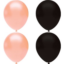 Hknys Siyah Pastel -Somon Makaron  Balon Helyum Uyumlu-30 Adet