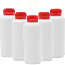 Sevgift Plastik Yuvarlak Şişe 500 Ml Numune Kabı Hdpe- Kırmızı Kapaklı 5 Adet