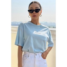 Modagen  Bebe Mavisi Classical Baskılı Oversize T-Shirt