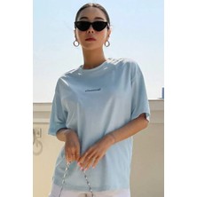 Modagen  Bebe Mavisi Classical Baskılı Oversize T-Shirt