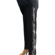 Eflin Zebra Desenli Çapraz Büzgülü Tam Kapalı Tesettür Mayo Siyah Bone Hediyeli