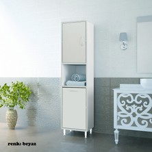 modilayn 45x160 cm Tek Kapaklı Açık Raflı Sepetli Banyo Dolabı