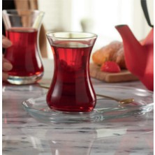 Paşabahçe Incebelli Çay Seti 4 Parça (2 Bardak & 2 Tabak)