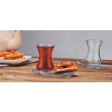 Paşabahçe Incebelli Çay Seti 4 Parça (2 Bardak & 2 Tabak)