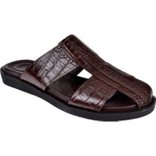 Pullman Hakiki Deri Burnu Kapalı Erkek Terlik CEV-3014   KAHVE