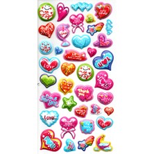 Limmy Sticker Kabartmalı Stiker Defter, Planlayıcı Etiket (LIMLRA-017) - 17X9 cm - Kalp Love