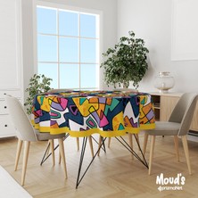 Moud's Artboard 2 Desenli Yuvarlak Süet Dertsiz Masa Örtüsü