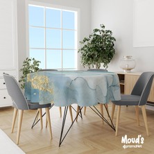 Moud's Altın Mermer Desenli Yuvarlak Süet Dertsiz Masa Örtüsü