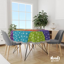 Moud's Parçalı Çiçekli Desenli Yuvarlak Süet Dertsiz Masa Örtüsü