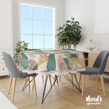 Moud's Yeşil Bahçe Desenli Yuvarlak Süet Dertsiz Masa Örtüsü