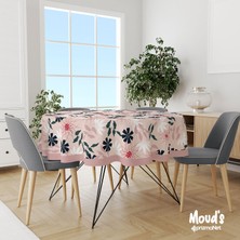Moud's Mirror Flowers 4 Desenli Yuvarlak Süet Dertsiz Masa Örtüsü