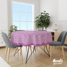 Moud's Purple Alley Desenli Yuvarlak Süet Dertsiz Masa Örtüsü