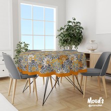 Moud's India Pattern 6 Desenli Yuvarlak Süet Dertsiz Masa Örtüsü