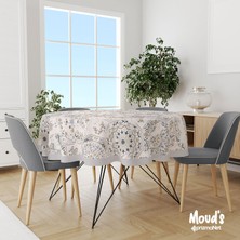 Moud's Anatolia 5 Desenli Yuvarlak Süet Dertsiz Masa Örtüsü