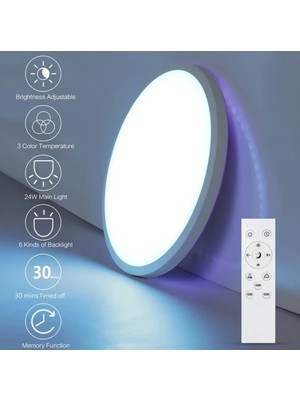 Kısılabilir LED Tavan Işığı 24W Rgb Modern Tavan Işığı Uzaktan Kumandalı Tavan Işığı (Yurt Dışından)