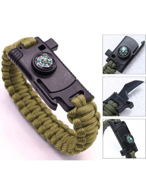 Curty 9595 Pusulalı & Bıçaklı Paracord Bileklik Kum