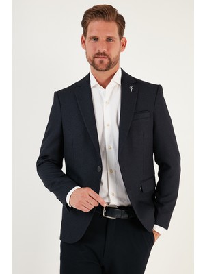 Buratti Pamuklu Slim Fit Tek Yırtmaçlı Düğmeli Blazer Ceket Erkek Ceket 2163763