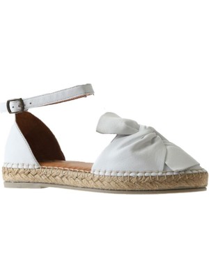 Bueno Shoes Beyaz Deri Kadın Espadril Sandalet 01WS1807