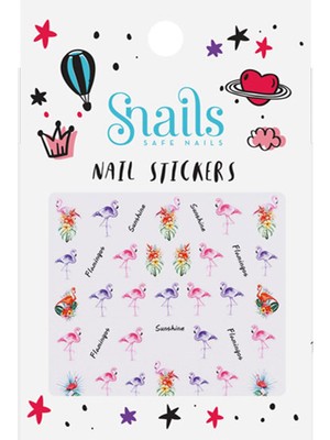 Snails Tırnak Sticker Seti - Flamingos