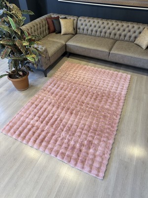 Freya Home Yumuşak Dokulu Tavşan Tüyü Peluş Yıkanabilir Kaymaz Taban Salon Halısı Çocuk Halısı Lila
