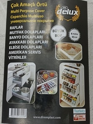 Delux Dolap Içi Düzenleyici Delux Çok Amaçlı Örtü Raf Mutfak Dolabı Örtüsü Büyük Boy 4 Metre 45 cm