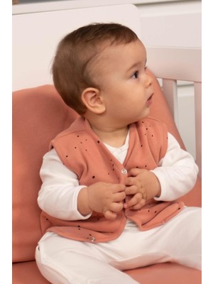 Little Gusto Çift Taraflı Yelek Yenidoğan Cosmos Pembe Organik Pamuk