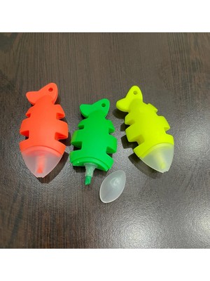 Rubenis 3'lü Balık Şekilli Neon Renk Çantalı Mini Fosforlu Kalem