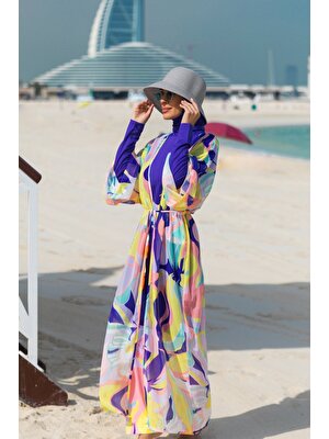 Marina Desenli Renkli Kimono Kaftan P2332