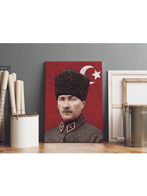 Saturndesign Mustafa Kemal Atatürk Kanvas Tablo 40X55CM Osmanlı Subay Üniforması ile Dekoratif Tablo