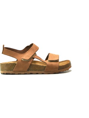 Onlo Ayakkabı 303 Hakiki Deri Tarçın Ortopedik Cırtlı Erkek Çocuk Sandalet