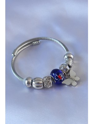 Clariss Nazar Boncuklu Kelebek Detaylı Charm Kadın Bileklik