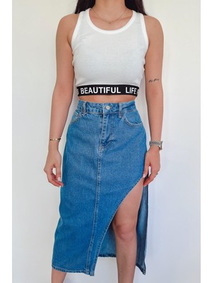 BELİ LASTİKLİ LİFE CROP EKRU