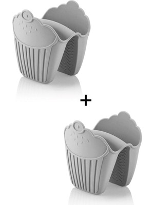 Enashop 2 Adet Isı Yalıtımlı Silikon Fırın Eldiveni Tutucu Gri Kaymaz Desenli Set