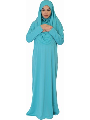 Zehranaz Namaz Elbisesi Cam Göbeği Mavisi 9-10 Yaş