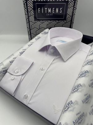 Slim Fit Uzun Kol Likralı Hediye Kutulu Kolay Ütülenebilir Erkek Gömlek(KR.90003) - Beyaz