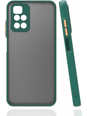 Case Street Xiaomi Redmi 10 2022 Kılıf Hux Kamera Korumalı Arkası Mat Silikon Koyu Yeşil