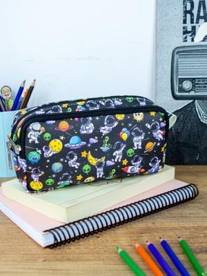 OneSize Kalem Kutusu Astronaut Iki Bölmeli Vegan Deri (Çift Gözlü Kalemlik)