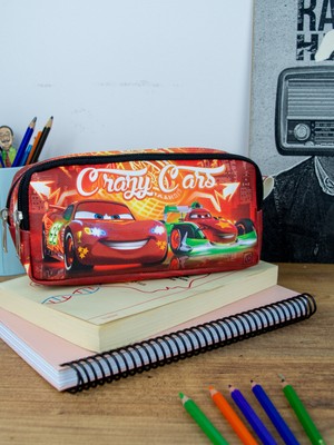 OneSize Kalem Kutusu Şimşek Temalı Iki Bölmeli Vegan Deri (Çift Gözlü Kalemlik)