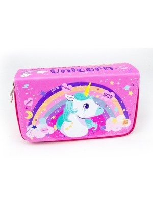OneSize Kalem Kutusu Unicorn Orginazer  Vegan Deri Üç Bölmeli (Kalemlik)