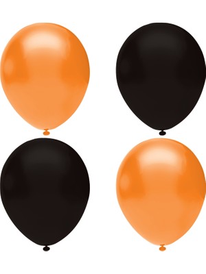 Hknys Siyah - Turuncu   Pastel Lateks Balon -100 Adet  Balon Zinciri ve Balon Bandı