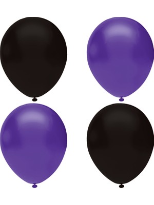 Hknys Siyah Mor  Pastel Lateks Balon -75 Adet  Balon Zinciri ve Balon Bandı