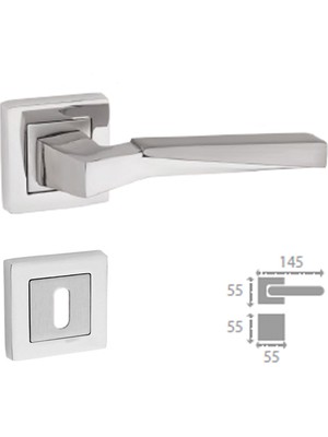 İstanbul Erciyes Nikel Saten Kapı Kolu Kare Rozetli Oda (Tk)