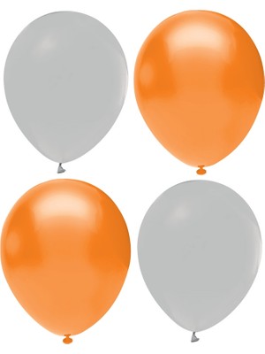 Hknys Gri ve Turuncu  Renk Karışık Lateks  Pastel Balon 70 Adet